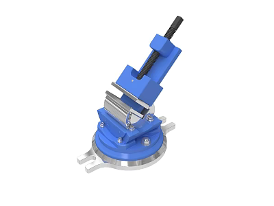 Blue Bench Vice With Adjustable Jaw And Rotary Base For Workshop Use 3d model