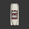 Vintage White Convertible Car With Red Interior Seats Chrome Grille And Round Headlights