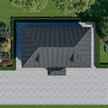 Traditional Detached Villa With Tile Roof Symmetric Windows And Lawn Front Yard