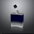 Modern Blue And White Perfume Bottle With Transparent Body And Black Square Cap