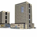 Two Modern Office Buildings Featuring Connected Structure Green Courtyard And Pedestrian Plaza