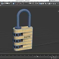 Code lock sub-lock head metal lock copper lock door lock old lock antique lock retro lock low face number low model simple model game video level 3d model
