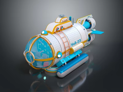 Pioneer 23 Spacecraft 3D Model With Transparent Cockpit And Blue Yellow Design 3d model