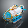 Pioneer 23 Spacecraft 3D Model With Transparent Cockpit And Blue Yellow Design