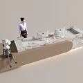 Modern Company Reception Area Bar Reception Desk 3d model