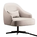 Light Brown Leather Accent Chair With Pillow Armrest And Swivel Base