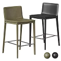 Modern Leather Bar Stools With Metal Frame And Two Tone Color Design 3d model