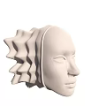 White 3D Face Model Sculpture With Decorative Side Structures