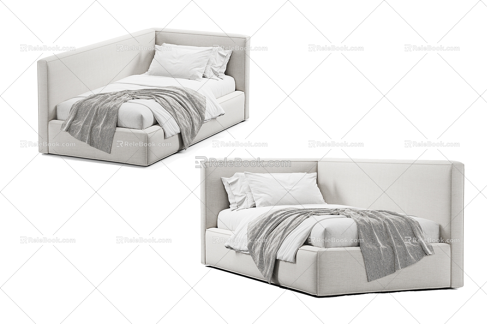 Modern Single Bed Simple Single Bed 3d model