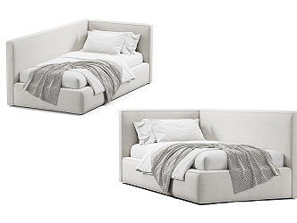 Modern Single Bed Simple Single Bed 3d model