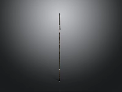 Spear With Long Metal Shaft And Sharp Pointed Tip For Combat Use 3d model