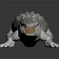 White Crocodile With Open Mouth And Reflection On Gray Background 3d model