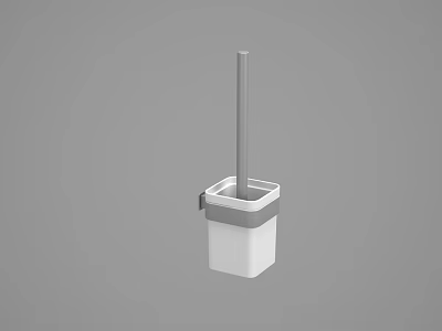 Modern Bathroom Toilet Brush With White Holder And Gray Accents 3d model