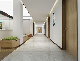 modern aisle hospital corridor hospital lounge 3d model