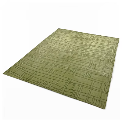 Modern Olive Green Square Rug Featuring Geometric Linear Patterns And Soft Plush Texture 3d model
