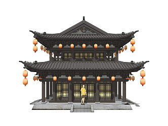 Chinese-style ancient building commercial building 3d model