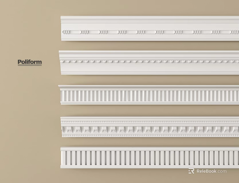 Various Decorative Gypsum Coving Patterns With Different Designs For Interior Decoration 3d model 