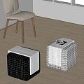 Modern Square Ottomans with Black and White Grid Patterns for Living Room Decor 3d model