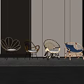 Stylish Rattan Leisure Chairs With Different Designs And Blue Cushion In Modern Interior