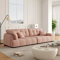 modern double sofa cream sofa 3d model