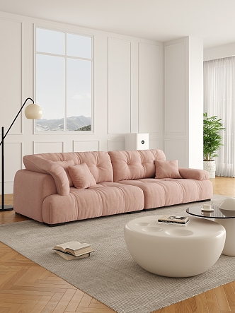 modern double sofa cream sofa 3d model