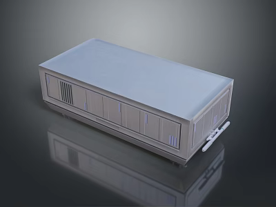 Gray Mobile Storage Cabinet With Multiple Doors And Wheels On Black Reflective Surface 3d model