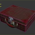Vintage Red Textured Box With Metal Lock And Red Handle Distressed Finish