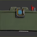 Practical Green Storage Container With Red Button And Blue Accent For Home Organization