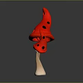Organ And Hair Structure With Red Caps Black Spots On Light Stem