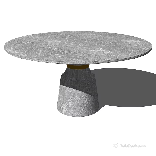 Elegant Round Marble Dining Table With Minimalist Design And Sturdy Base 3d model 