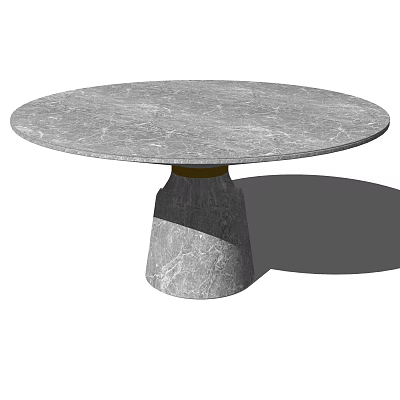 Elegant Round Marble Dining Table With Minimalist Design And Sturdy Base 3d model