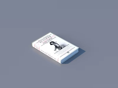 White Cover Book With Black Illustration And Text Lying Flat On Gray Background 3d model
