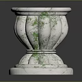 White Green Speckled Marble Sculpture Vase Shaped Carving With Ornate Base And Decorative Art Design