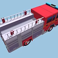 Red Fire Rescue Truck With Blue Emergency Lights Ladder And Lettering