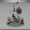 Miniature Medical Setup With Surgical Table Surgical Lamp And Instrument Stand