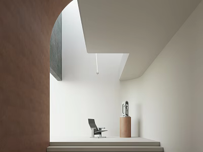 Modern Lounge Chair In Minimalist Interior With White Walls Natural Light And Sculptural Accent 3d model