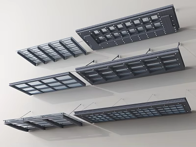 Black Sunshades Showcased In Various Styles And Sizes Against White Background 3d model