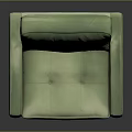Light Green Square Armchair With Armrests And Red Wooden Legs Design