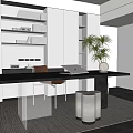 Modern study desk and chair 3d model