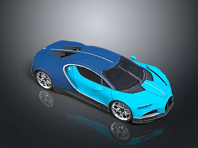 Sleek Blue Supercar With Streamlined Design Black Roof And Silver Alloy Wheels 3d model