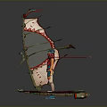 Mythical Character And Winged Creature With Colorful Wings Pink Spear And Glowing Platform