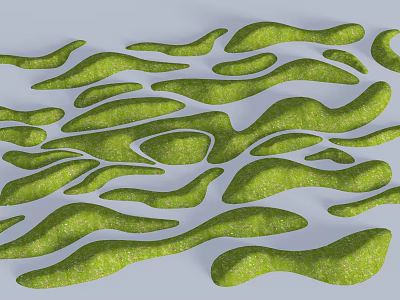 Garden Landscape Design Featuring Irregularly Shaped Green Grass Terrain Arranged in Wavy Patterns 3d model