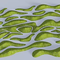 Garden Landscape Design Featuring Irregularly Shaped Green Grass Terrain Arranged in Wavy Patterns
