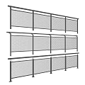 Modern Black Metal Grid Fence Structure With Multiple Panels For Outdoor Use