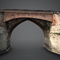 Ancient Stone Bridge With Red Brick Arches And Stone Masonry Piers