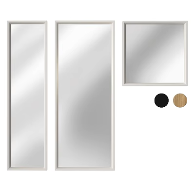 Mirrors in Rectangular and Square Shapes with Black and Wood Frame Options 3d model