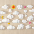 White Decorative Cloud Moon Star Sun And Heart Shaped Decor Items With Colorful Accents