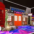 Wedding Times Theme Decoration With Red Doors Neon Lights And Cacti
