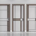 Modern Interior Hinged Doors With Diverse Panel Designs And Wooden Frames 3d model