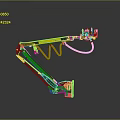 Mechanical Arm Device With Black Yellow Structure Spring And Red Component Parts 3d model